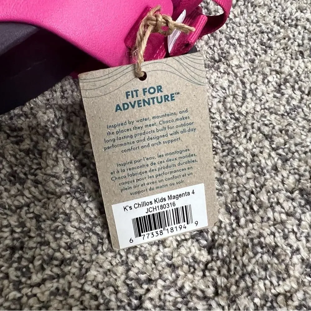 NWT CHACO Kids' Chillos Slide Sandal Pink Magenta 4